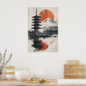 Seriöser Japandi-inspirierter Collage-Kunstprint m Poster (Küche)