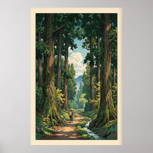 Seriöser Waldweg-Wandkunst Gewundener Pfad, Hoch Poster (Vorne)