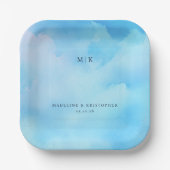 Seriöser Wasserfarbenhimmel in Blau Pappteller (Vorderseite)