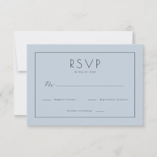 Seriöses Blau Minimalistisches RSVP Karte