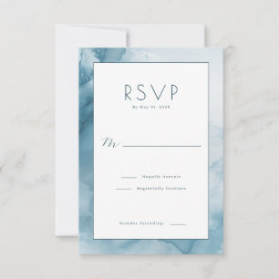 Seriöses Blau Wasserfarbe-RSVP RSVP Karte