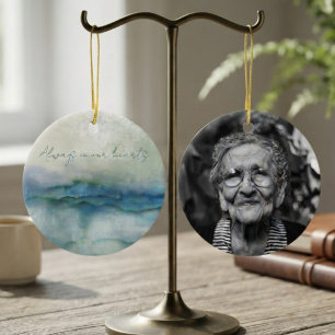 Seriöses blaues Wasserfarben-Andenken Keramik Ornament