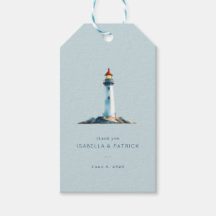 Seriöses blaues Wasserfarben-Leuchtturm-Tags Geschenkanhänger