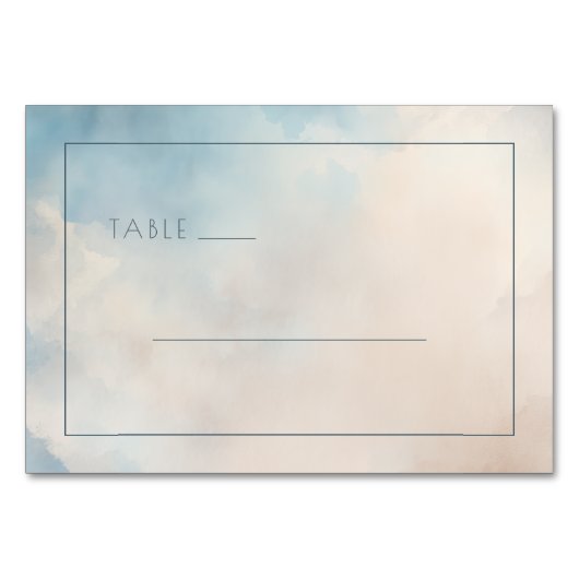 Seriöses blaues Wasserfarben-Tischschild Tischnummer (Vorderseite)