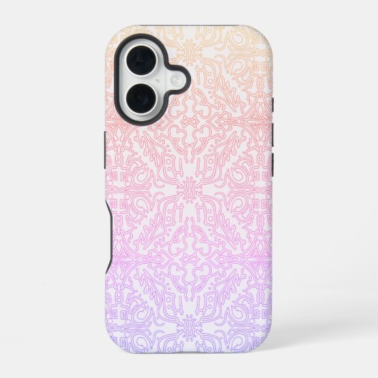 Seriöses Lavendel- und Minz-Mandala-Geometrie-Kach iPhone 16 Hülle (Rückseite)