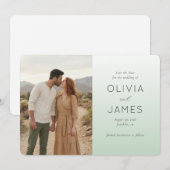 Seriöses Mint-Minimalist-Foto Save The Date (Vorne/Hinten)