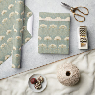 Seriöses Teal-Blumenmotiv Geschenkpapier