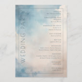 Seriöses Wasserfarben-Hochzeitsprogramm in Blau Programm (Rückseite)