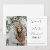 Seriöses Weiß Minimalistisches Foto Save The Date (Vorne/Hinten)