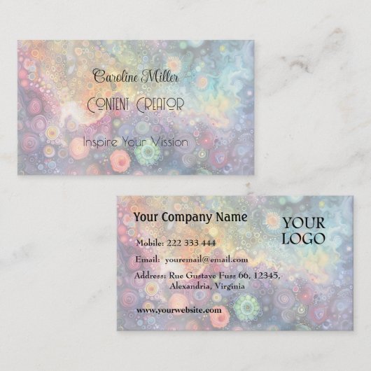 Seriosität bei mehrfarbigen Pastellfarben - Inhalt Visitenkarte (Vorne/Hinten)