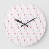 Seriosität| Niedlich rosa Blume Muster Wall Clock Große Wanduhr (Vorderseite)