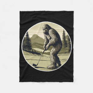 Serious Bigfoot Sasquatch Golf Player W Club Green Fleecedecke