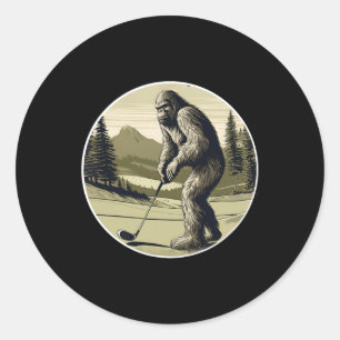 Serious Bigfoot Sasquatch Golf Player W Club Green Runder Aufkleber