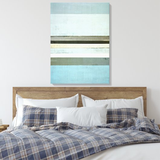 'Serious' Blue and Gray Abstrakt Art Canvas Print Leinwanddruck (Insitu (Schlafzimmer))