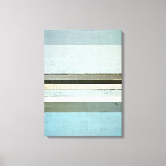 'Serious' Blue and Gray Abstrakt Art Canvas Print Leinwanddruck (Vorderseite)