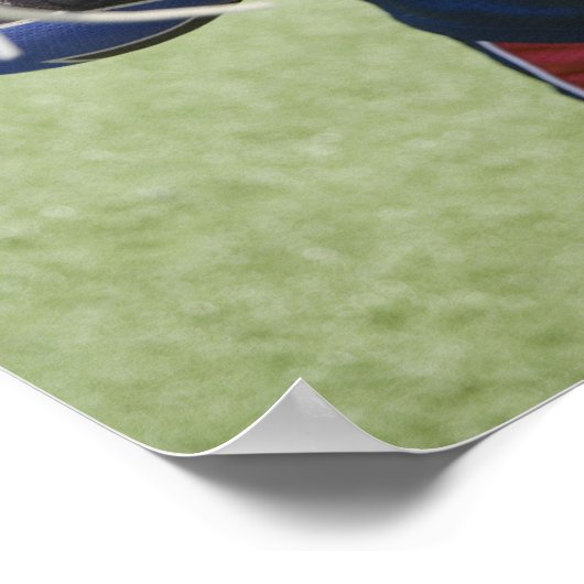 Serious lacrosse player holding crosse poster (Ecke)