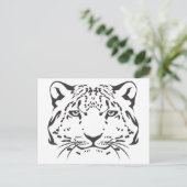 Serious Snow Leopard Postkarte (Stehend Vorderseite)