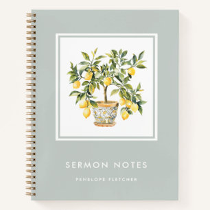Sermon Notes Modern Watercolor Lemon Tree Notizblock