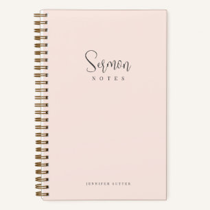 Sermon Notes Simple Minimal Blush Pink Calligraphy Notizblock
