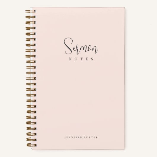 Sermon Notes Simple Minimal Blush Pink Calligraphy Notizblock (Vorderseite)
