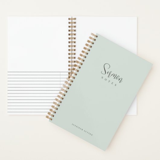 Sermon Notes Simple Minimal Mint Green Calligraphy Notizblock (Innen)