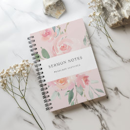 Sermon Notes Watercolor Floral Blues Pink Notizblock