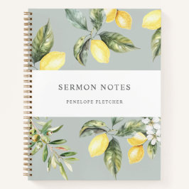 Sermon Notes Watercolor Lemons Olives Notizblock