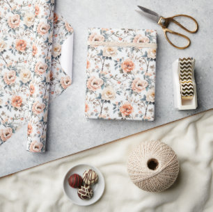 Seröse Pfirsich-Aquarell-Blumen Geschenkpapier