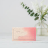 Seröse Pfirsich-Rosa-Minimalist Platzkarte (Stehend Vorderseite)