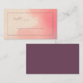 Seröse Pfirsich-Rosa-Minimalist Platzkarte (Vorne/Hinten)