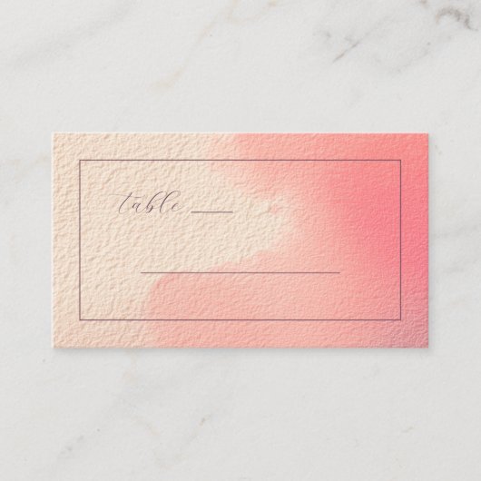 Seröse Pfirsich-Rosa-Minimalist Platzkarte (Vorderseite)
