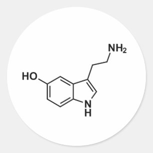 Serotonin-Chemical-Formel-Symbole Runder Aufkleber