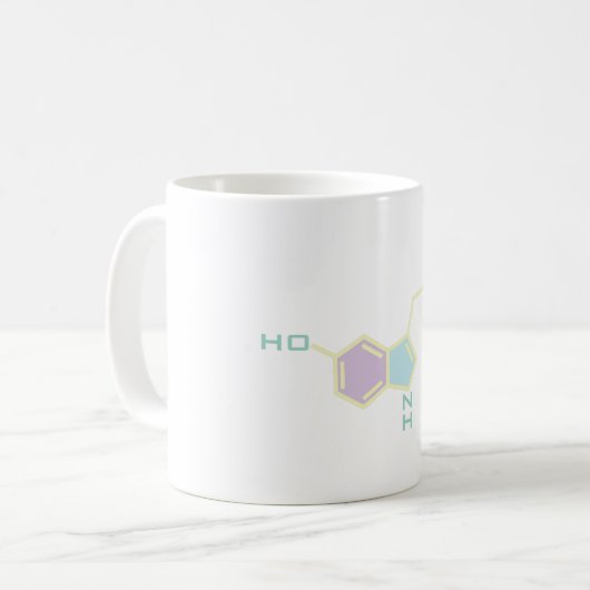 Serotonin-chemische Struktur Kaffeetasse (Vorderseite Links)