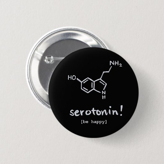 "Serotonin: Das glückliche Molekül-" runder Knopf Button (Vorne & Hinten)