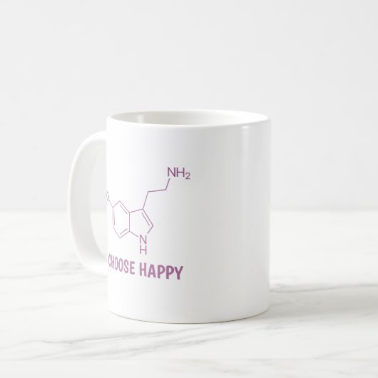 Serotonin Molecule Choose Happy Kaffeetasse (Vorderseite Links)