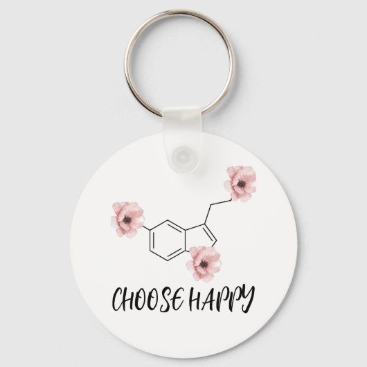 Serotonin Molecule Rosa Blume wählen Glück Schlüsselanhänger (Vorderseite)