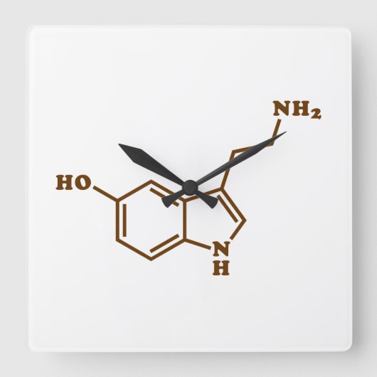Serotonin-molekulare chemische Formel Quadratische Wanduhr (Vorderseite)