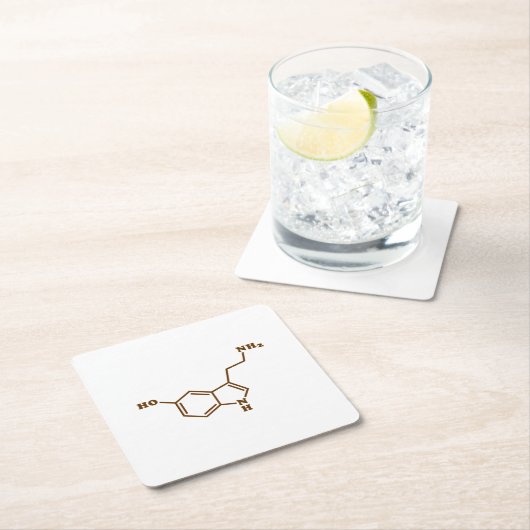 Serotonin-molekulare chemische Formel Rechteckiger Pappuntersetzer (Vor Ort)