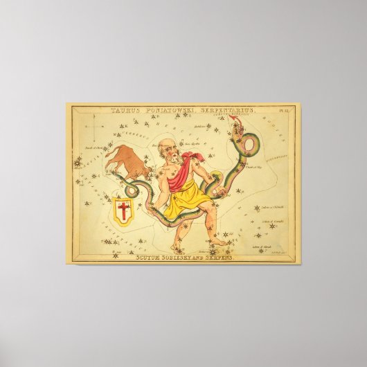 Serpens - Vintages Astronomisches Star Chart Image Leinwanddruck (Vorderseite)