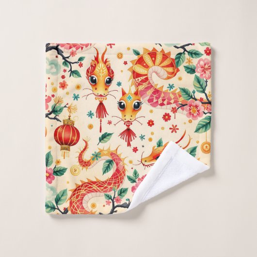 Serpent Dreams Chiness neues Jahr Badhandtuch Set (Waschlappen)