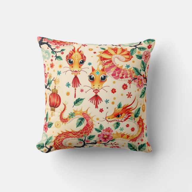 Serpent Dreams Chiness neues Jahr Kissen (Vorderseite)