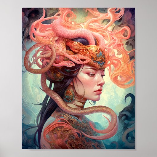 Serpent Hair Lady Fantasy Art Poster (Vorne)