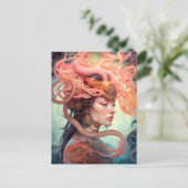 Serpent Hair Lady Fantasy Art Postkarte (Stehend Vorderseite)