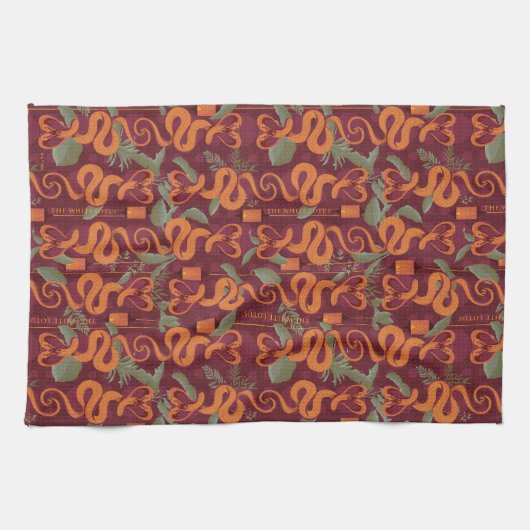 Serpent Luxe Muster - Der weiße Lotus Geschirrtuch (Horizontal)