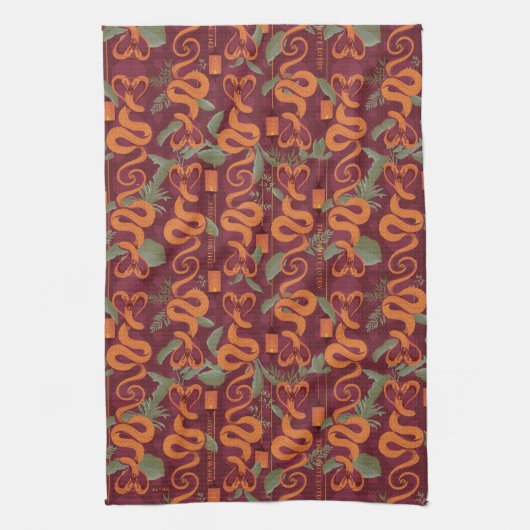 Serpent Luxe Muster - Der weiße Lotus Geschirrtuch (Vertikal)