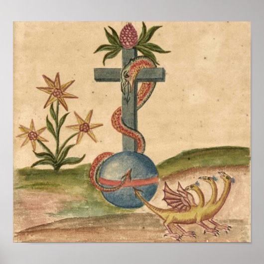 Serpent on Cross Orb From Clavis Artis Manuscript Poster (Vorne)