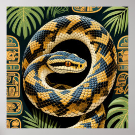 Serpent Snake Python Among Tropical Foliage Poster