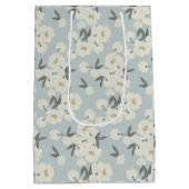 Serpentine Peony - Offweiß und hellblau Mittlere Geschenktüte (Rückseite)