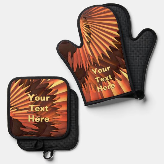 Serrationen Ofenhandschuh & Topflappen-Set (Vorderseite/Rückseite)