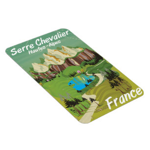 Serre Chevalier, Frankreich, Skiposter Magnet